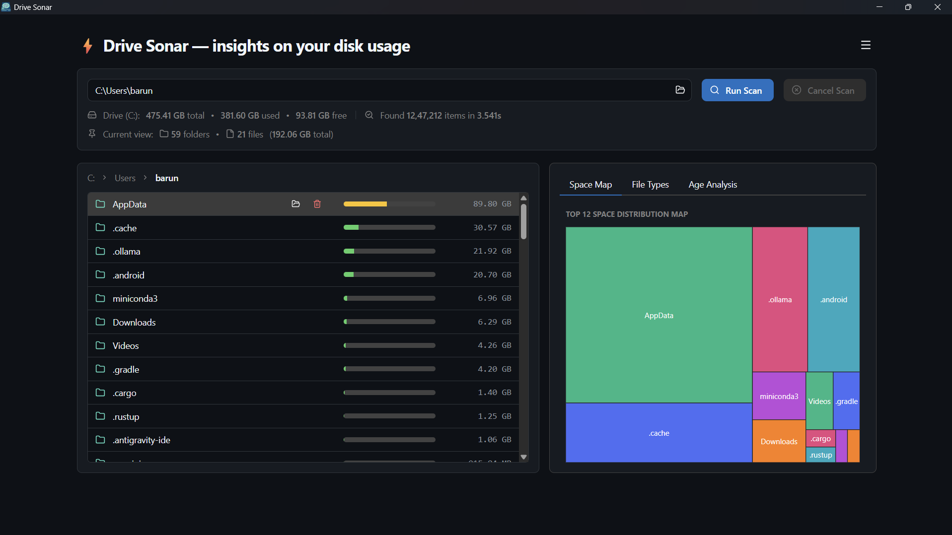 Drive Sonar application screenshot